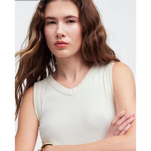 MADEWELL (Re)generative Cotton Ribbed High V-Neck Tank Size Large NWT